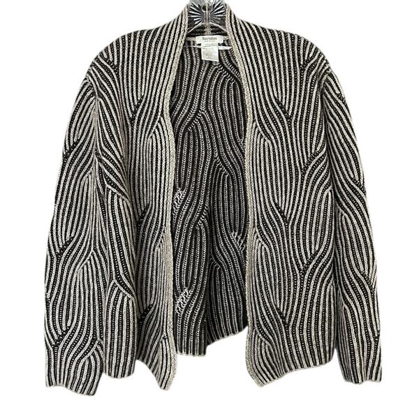Bartolini Wool Alpaca Blend Cardigan Women's S Textured Open Front Gray Black - Picture 1 of 4